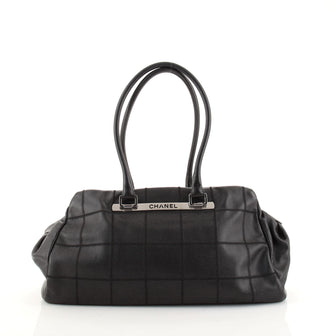 Chanel Square Stitch Shoulder Bag Quilted Caviar East West