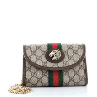 Gucci Rajah Web Chain Shoulder Bag GG Coated Canvas Mini