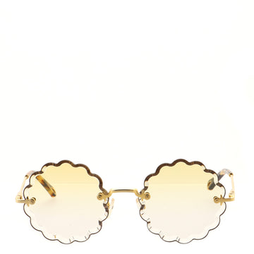 Chloe Rosie Scalloped Round Sunglasses Metal and Acetate