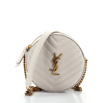 Saint Laurent Vinyle Round Camera Bag Matelasse Chevron Leather