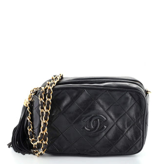 Chanel Vintage Diamond CC Camera Bag Quilted Leather Small