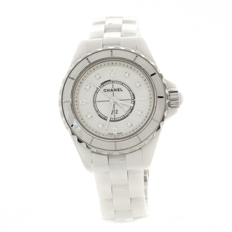 Chanel J12 Pave Quartz Watch Ceramic and Stainless Steel with Diamond Markers 29