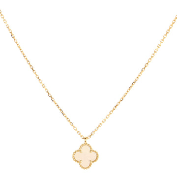 Van Cleef & Arpels Sweet Alhambra Pendant Necklace 18K Yellow Gold and Mother of Pearl