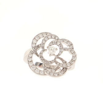 Chanel Camellia Cutout Ring 18K White Gold and Diamonds