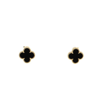 Van Cleef & Arpels Vintage Alhambra Clip-On Earrings 18K Yellow Gold and Onyx