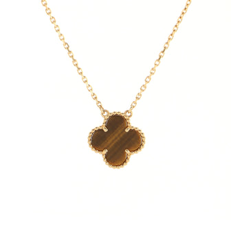 Van Cleef & Arpels Vintage Alhambra Pendant Necklace 18K Yellow Gold and Tiger Eye