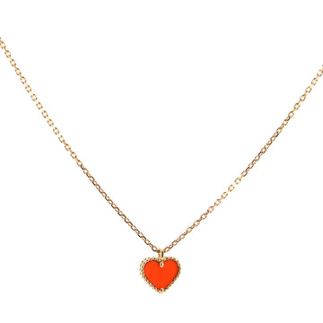 Van Cleef & Arpels Sweet Alhambra Heart Pendant Necklace 18K Rose Gold and Carnelian