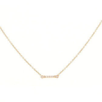 Tiffany & Co. Fleur de Lis Key Bar Pendant Necklace 18K Rose Gold with Diamonds
