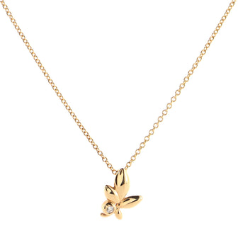 Tiffany & Co. Paloma Picasso Olive Leaf Pendant Necklace 18K Rose Gold with Diamond Mini