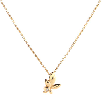Tiffany & Co. Paloma Picasso Olive Leaf Pendant Necklace 18K Rose Gold with Diamond Mini