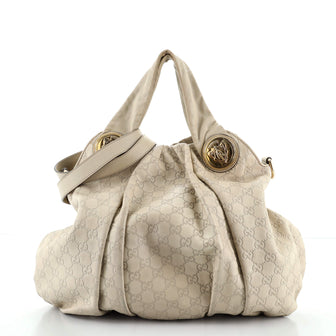 Gucci Hysteria Convertible Top Handle Bag Guccissima Leather Large
