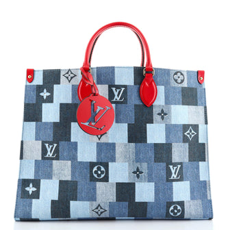 Louis Vuitton OnTheGo Tote Damier and Monogram Patchwork Denim GM