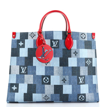 Louis Vuitton OnTheGo Tote Damier and Monogram Patchwork Denim GM