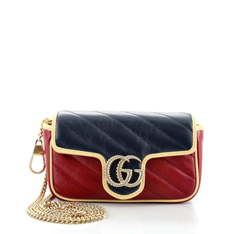 Gucci GG Marmont Flap Bag Diagonal Quilted Leather Super Mini
