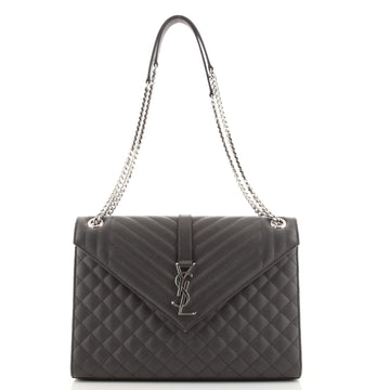 Saint Laurent Classic Monogram Envelope Satchel Quilted Leather Large