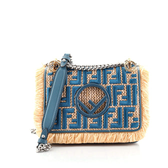 Fendi Kan I F Shoulder Bag Embroidered Raffia Small