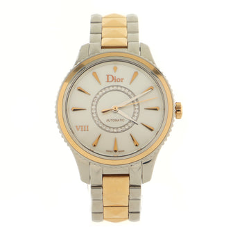 Christian Dior VIII Montaigne Automatic Watch Stainless Steel and Rose Gold with Mother of Pearl and Diamonds 32