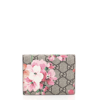 Gucci Flap Card Case Blooms Print GG Coated Canvas