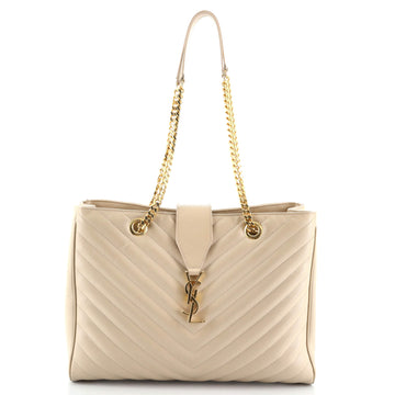Saint Laurent Classic Monogram Shopper Matelasse Chevron Leather Large