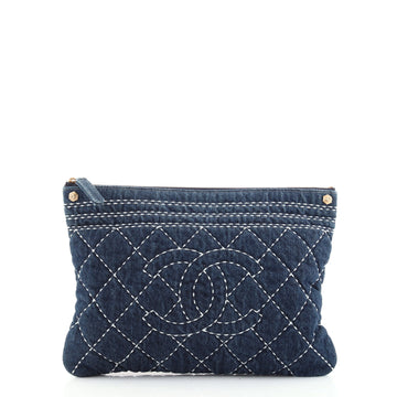 Chanel O Case Clutch Stitched Denim Medium