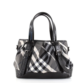 Burberry Lowry Convertible Tote Beat Check Nylon Medium