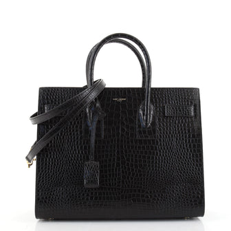 Saint Laurent Sac de Jour NM Bag Crocodile Embossed Leather Small