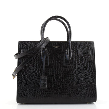 Saint Laurent Sac de Jour NM Bag Crocodile Embossed Leather Small
