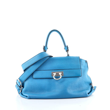 Salvatore Ferragamo Sofia Satchel Pebbled Leather Medium