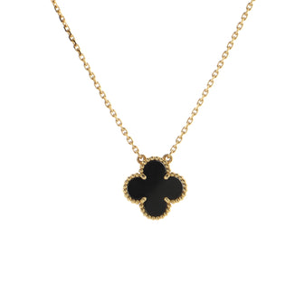 Van Cleef & Arpels Vintage Alhambra Pendant Necklace 18K Yellow Gold and Onyx