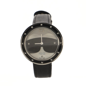 Fendi My Way Karlito Quartz Watch Stainless Steel with Faux Fur and Leather with Diamond Markers 36