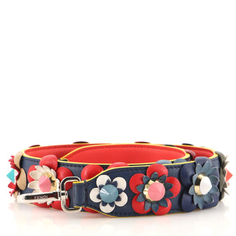 Fendi Flowerland Strap You Shoulder Strap Studded Leather
