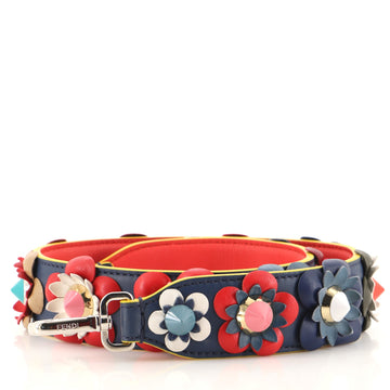 Fendi Flowerland Strap You Shoulder Strap Studded Leather