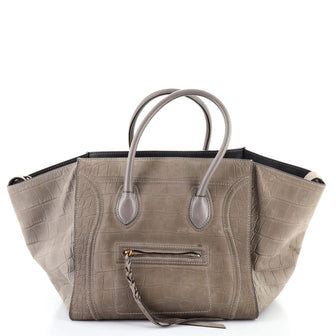 Celine Phantom Bag Crocodile Embossed Nubuck Medium