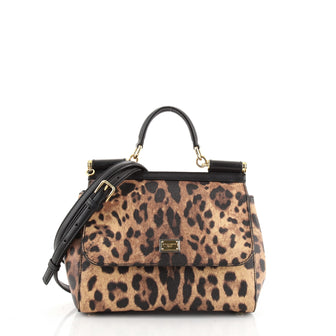Dolce & Gabbana Miss Sicily Bag Leopard Print Leather Medium
