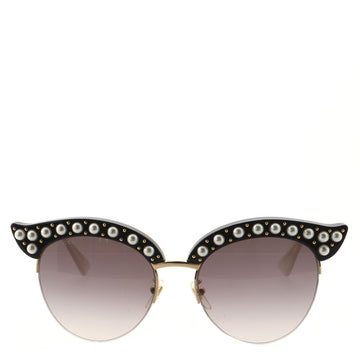 Gucci Pearl Cat Eye Sunglasses Embellished Acetate