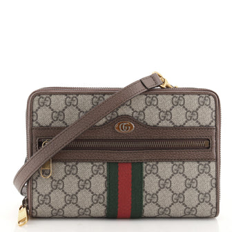 Gucci Ophidia Double Zip Crossbody Bag GG Coated Canvas Small