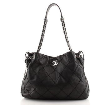 Chanel Expandable Zip Around Tote Quilted Leather Large