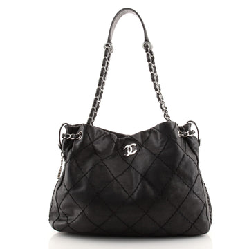 Chanel Expandable Zip Around Tote Quilted Leather Large