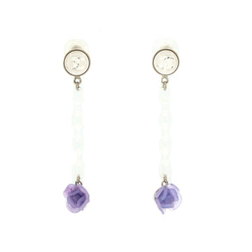 Chanel Camellia Drop Earrings Metal and Acrylic