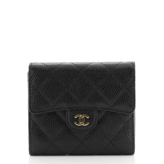Chanel Trifold Flap Wallet Quilted Caviar Small