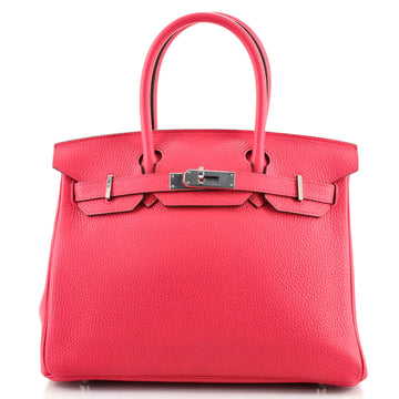 Hermes Birkin Handbag Pink Clemence with Palladium Hardware 30