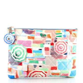 Chanel Charm O Case Pouch Quilted Printed Patent Medium