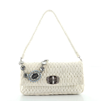 Miu Miu Crystal Clutch Matelasse Leather Medium