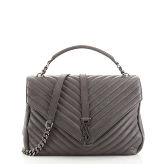 Saint Laurent Classic Monogram College Bag Matelasse Chevron Leather Large