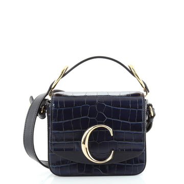 Chloe C Flap Bag Crocodile Embossed Leather Mini