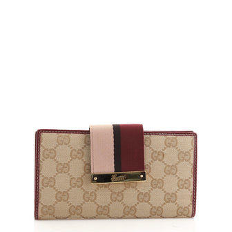 Gucci Ladies Web Continental Wallet GG Canvas Long