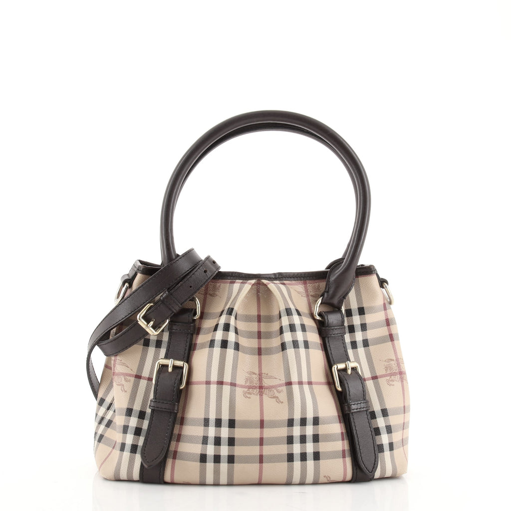 【美品】BURBERRY 2way ショルダーバッグ NORTHFIELD Burberry Northfield Convertible Tote Haymarket Coated Canvas Small