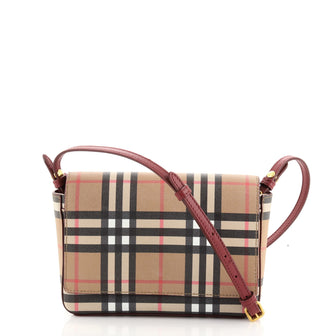 Burberry Hampshire Shoulder Bag Vintage Check Coated Canvas Small
