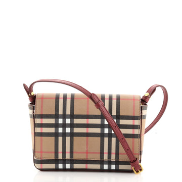 Burberry Hampshire Shoulder Bag Vintage Check Coated Canvas Small