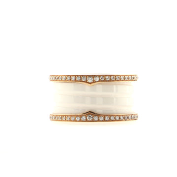 Bvlgari B.Zero1 Three Band Ring 18K Yellow Gold and Ceramic with Diamonds